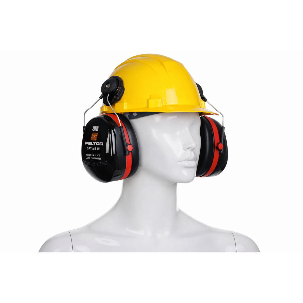 3M PELTOR Optime III H540P3E Barete Takılabilir Kulaklık 3m peltor optime iii h540p3e barete takilabilir kulaklik siyah kirmizi snr 34 db isitme koruyucu