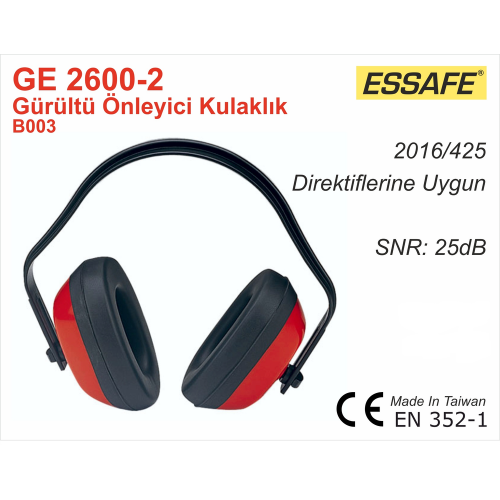 Essafe GE 2600-2 Gürültü Önleyici Kulaklık – Kırmızı
