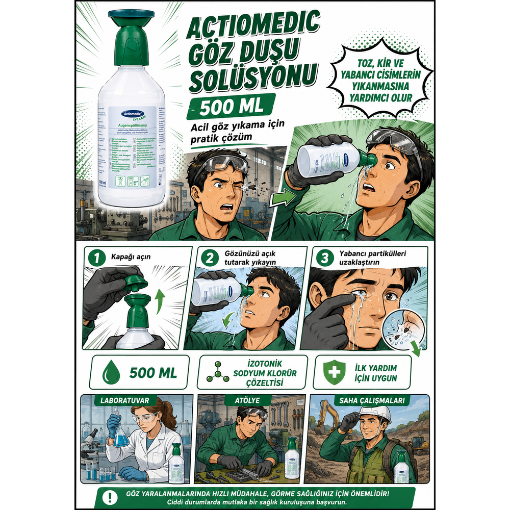 actiomedic goz dusu solusyonu 500 ml izotonik sodyum klorur goz yikama solusyonu