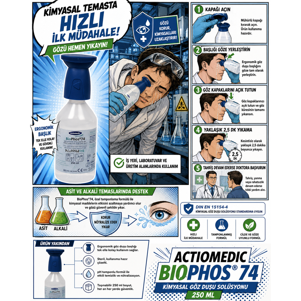 actiomedic biophos 74 kimyasal goz dusu solusyonu 250 ml fosfat tamponlu goz yikama solusyonu