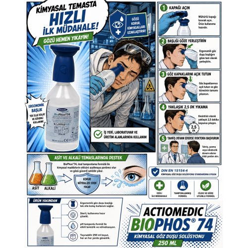 Actiomedic BioPhos 74 Kimyasal Göz Duşu Solüsyonu 250 ml