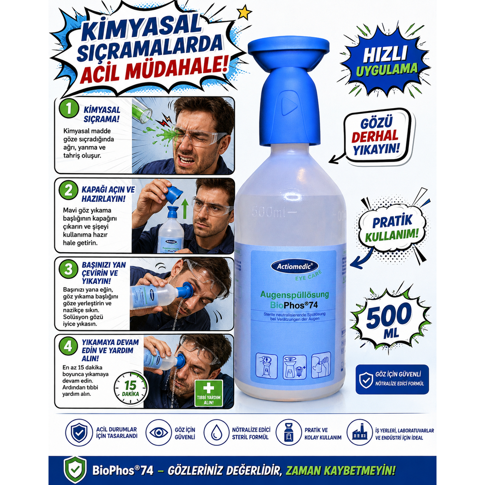 actiomedic biophos 74 kimyasal goz dusu solusyonu 500 ml fosfat tamponlu goz yikama solusyonu