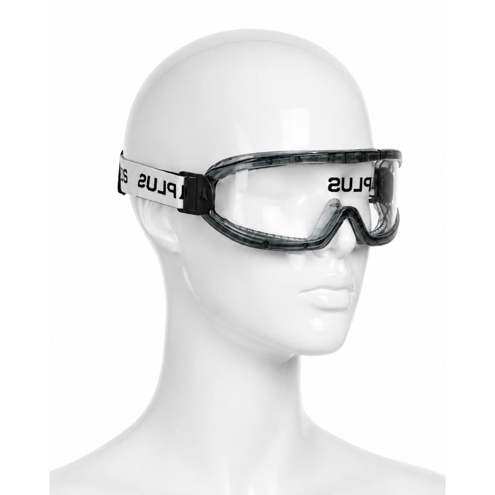 Delta Plus Galeras Clear şeffaf tam kapalı goggle panoramik monoblok PC vizör base 10 köpük contalı buğu önleyici çizilmez optik sınıf 1 104 g