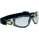 Delta Plus Pacaya Clear Strap emniyet gözlüğü şeffaf monoblok UV400 köpük conta elastik kayış yan koruma 41 g