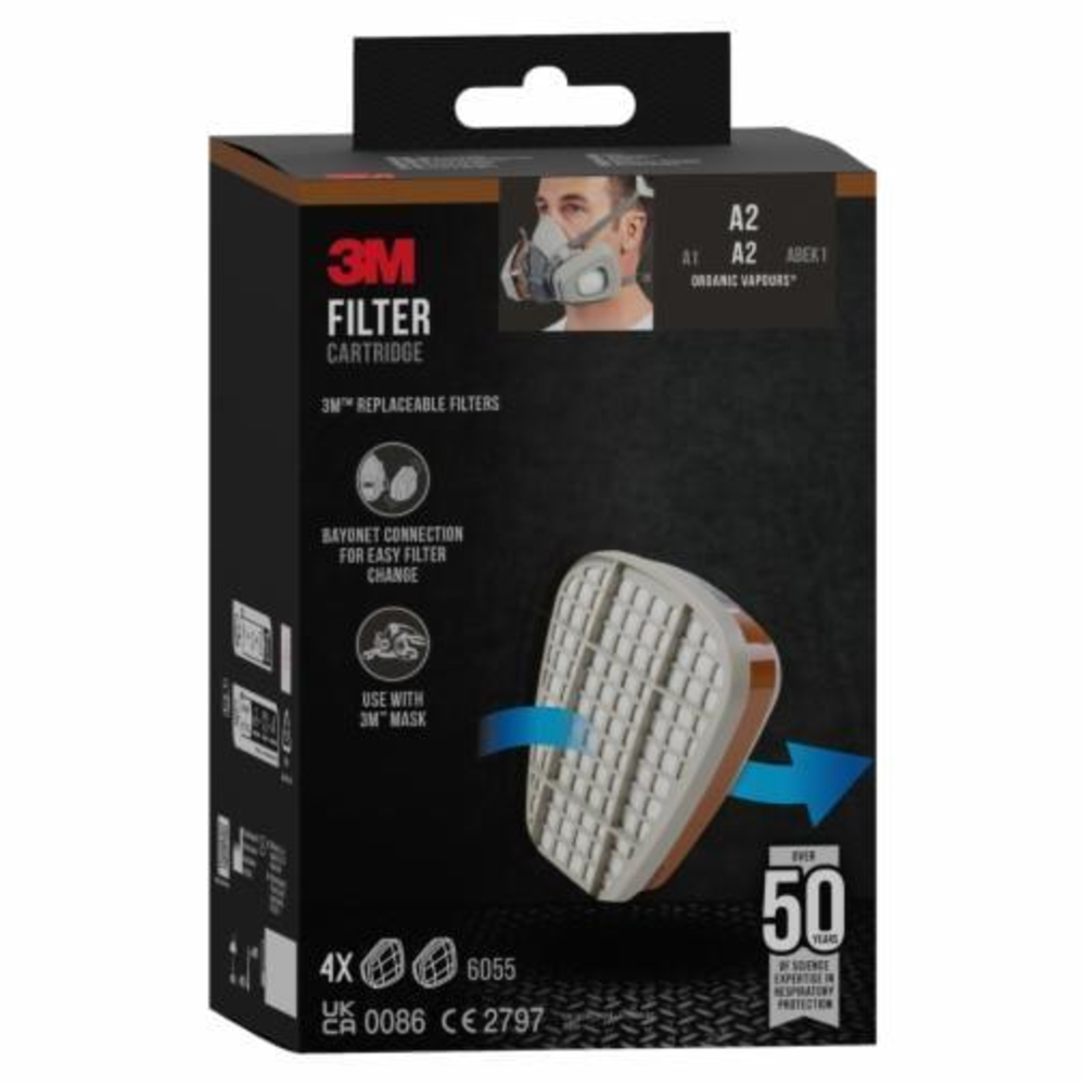 3M 6055 A2 Organik Buhar Filtresi 3m 6055 gaz ve buhar filtresi a2 bayonet filtre organik buhar filtresi