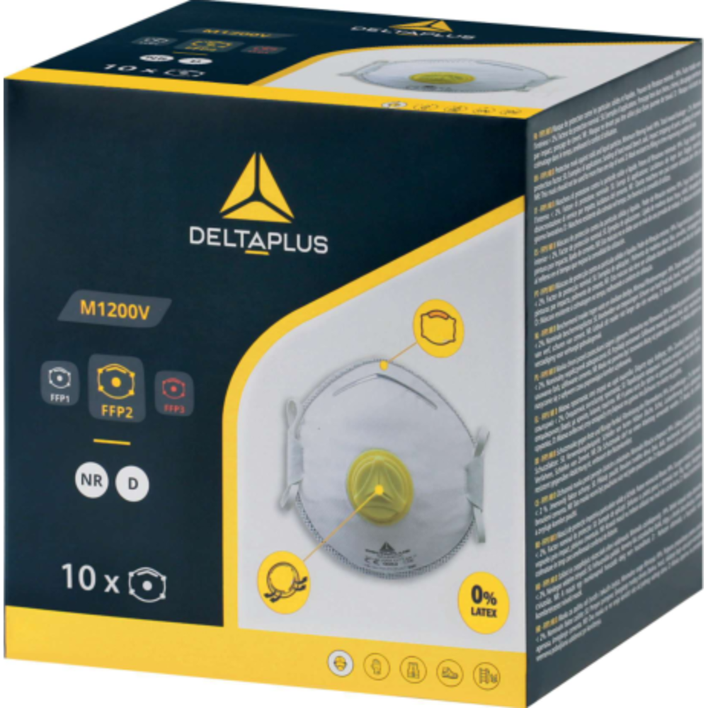 delta plus m1200v ffp2 nr d valfli solunum maskesi 10lu kutu en 149 sari valfli