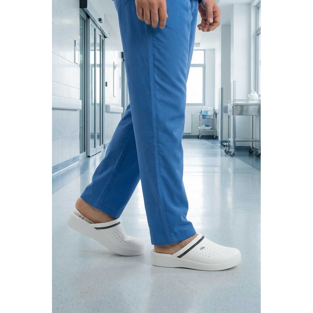 gezer erkek anatomik sabo terlik beyaz siyah rahat taban delikli ust yuzey pu ev hastane klinik mutfak yazlik 40 41 42 43 44