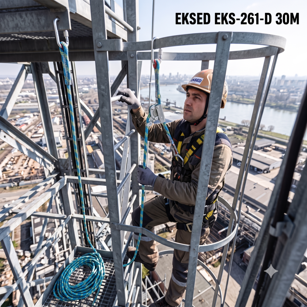 Eksed EKS-261-D dikişli dikey yaşam hattı 30 metre 12 mm