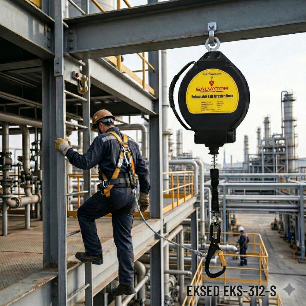 Eksed SALVATOR EKS-312-S çelik halatlı geri sarımlı düşüş durdurucu 12m