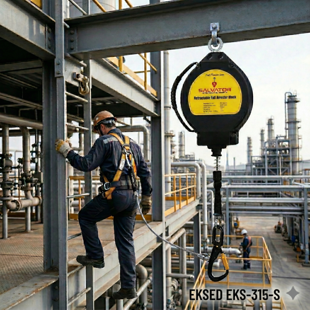Eksed SALVATOR EKS-315-S çelik halatlı geri sarımlı düşüş durdurucu 15m