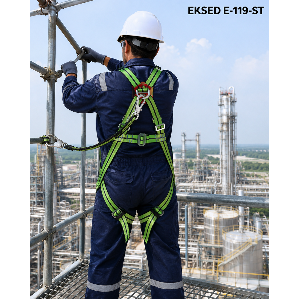 Eksed E-119-ST Düşüş Durdurma Kemeri (Paraşüt Tipi Tam Vücut) eksed e-119-st dusus durdurma kemeri parasut tipi tam vucut en 361 manuel toka celik aksam s xxl