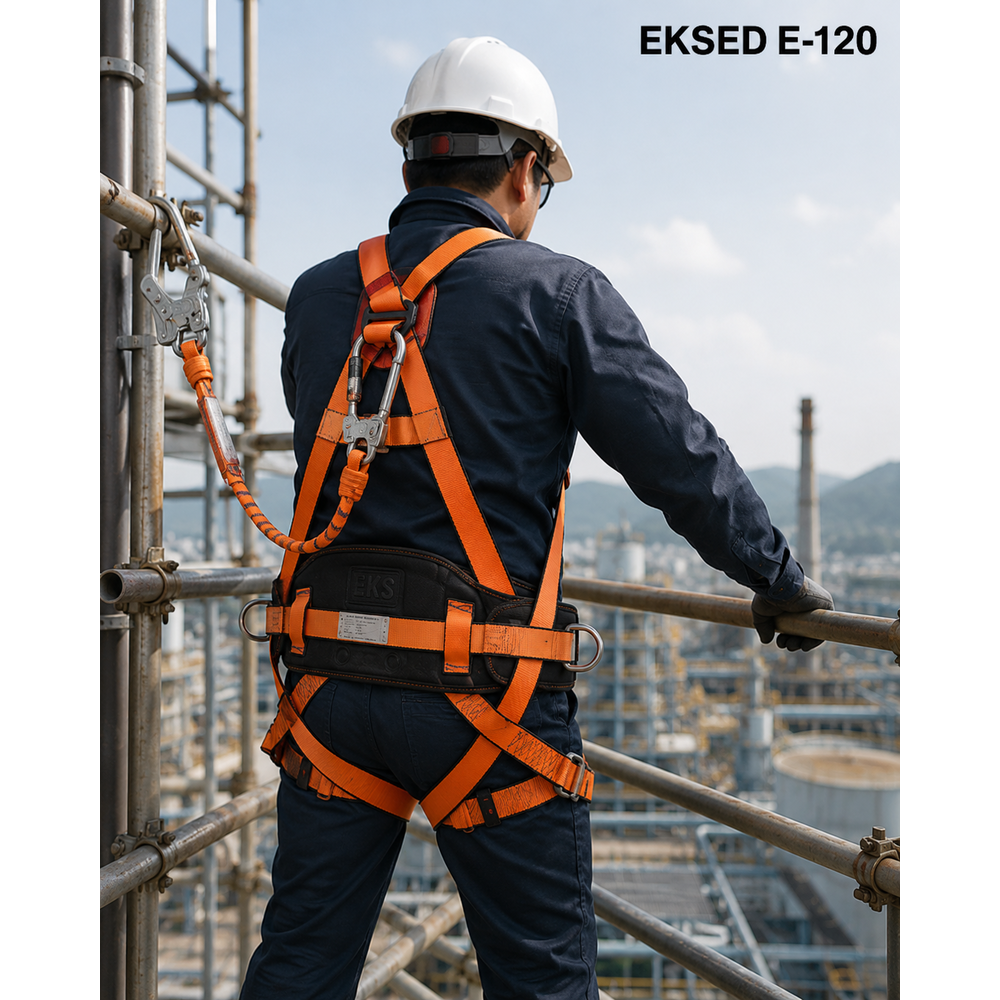 eksed e-120 dusus durdurma ve konumlandirma kemeri parasut tipi tam vucut bel destekli en 358 en 361