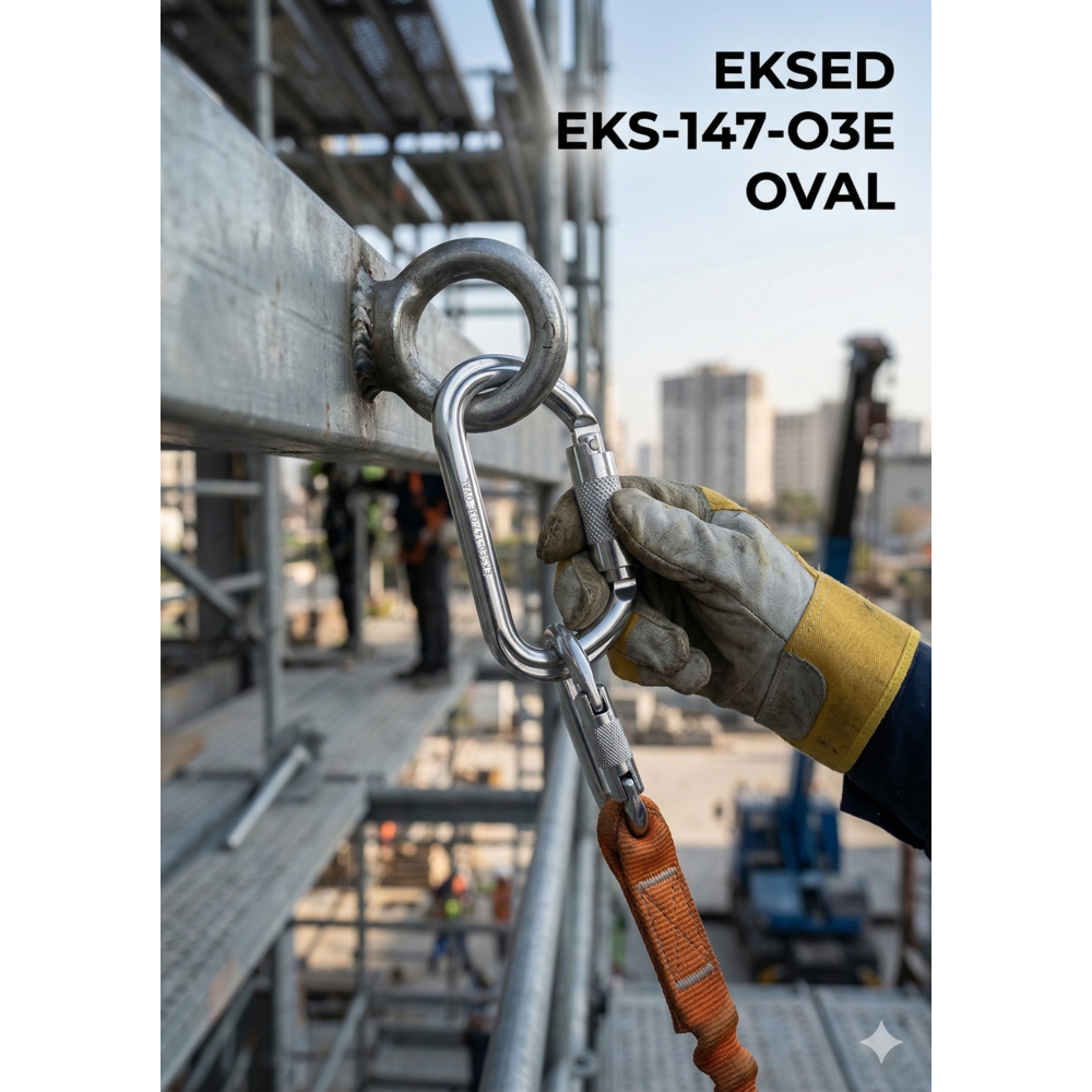 Eksed EKS-147-O3E Oval 3 Kilitli Karabina Eksed EKS-147-O3E oval alüminyum 3 kilitli karabina 25 kN 20 mm