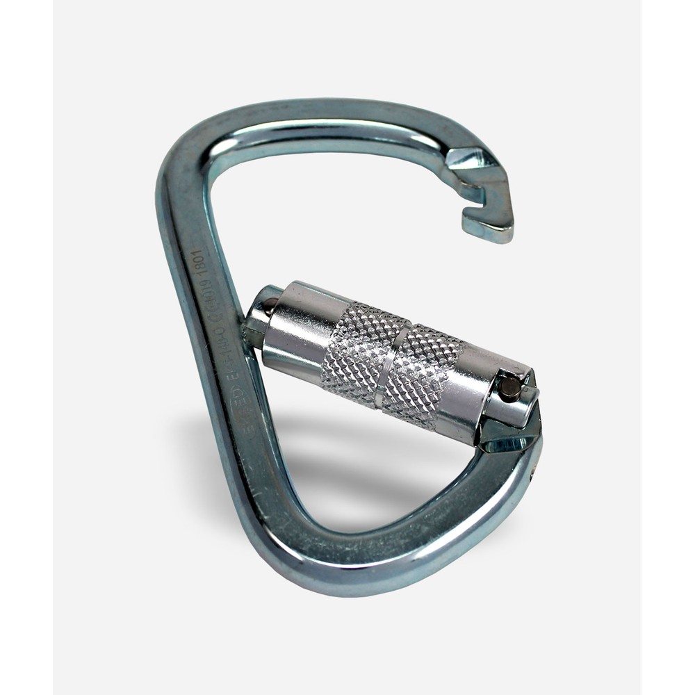 Eksed EKS-148-O çelik otomatik double lock karabina 40 kN 25 mm