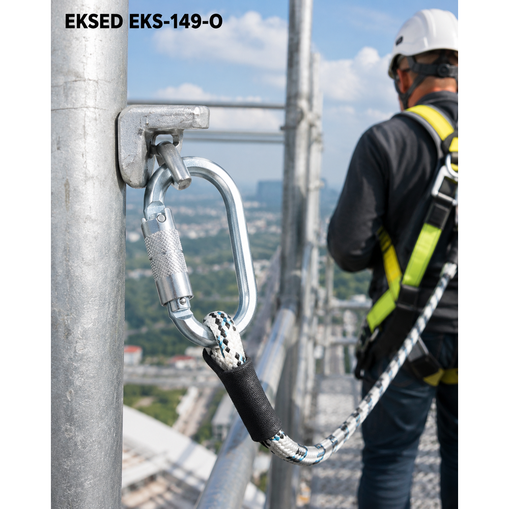 Eksed EKS-149-O çelik otomatik double lock karabina 25 kN 19 mm