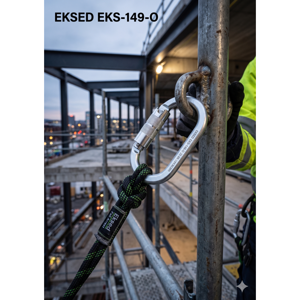 Eksed EKS-149-O çelik otomatik double lock karabina 25 kN 19 mm
