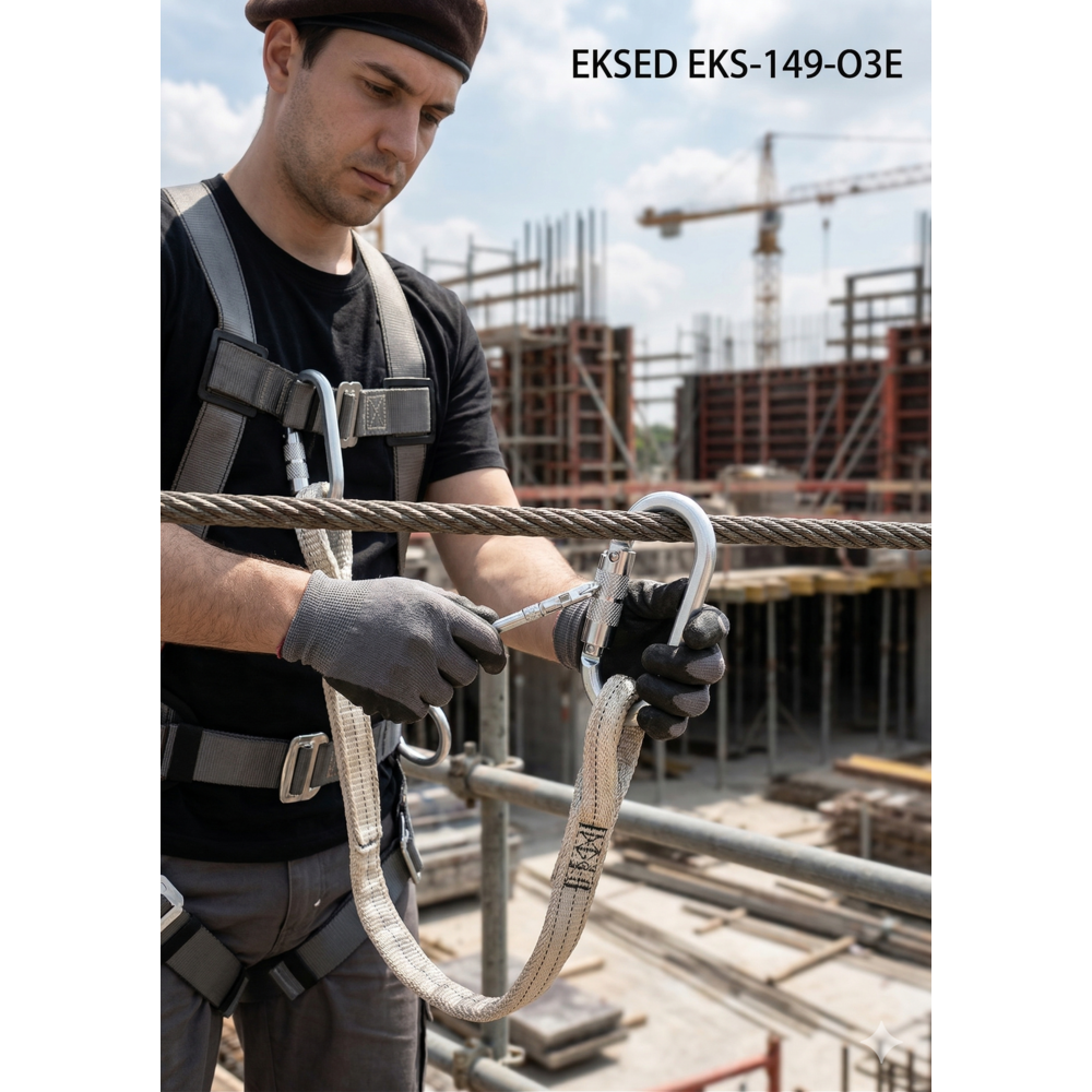 Eksed EKS-149-O3E çelik üç kilitli karabina 25 kN 19 mm