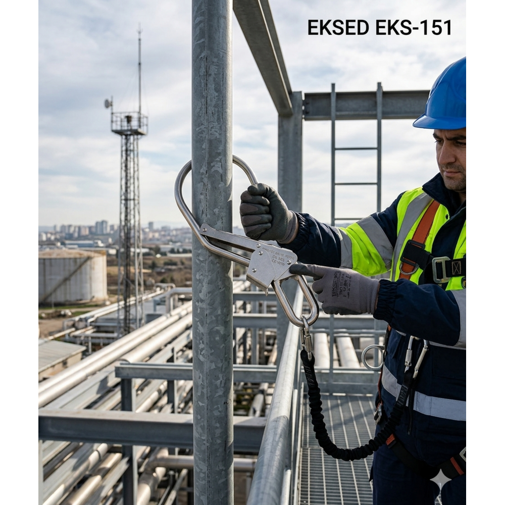 Eksed EKS-151 Çelik Kule Kancası (Kanca Karabina) Eksed EKS-151 çelik kule kancası kanca karabina 85 mm iki aşamalı kilit 25 kN