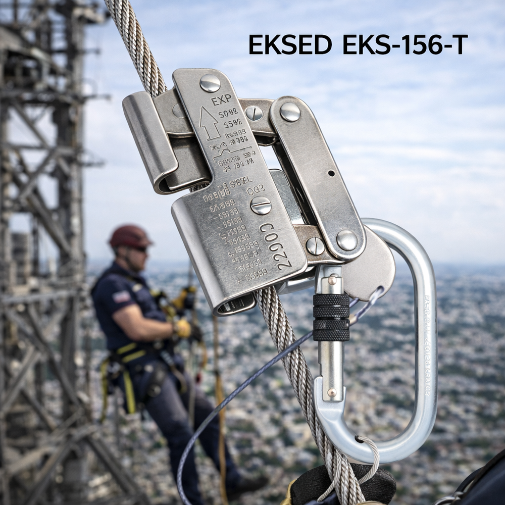 Eksed EKS-156-T paslanmaz çelik halat tutucu Ø8 mm 15 kN 100 kg EN 353-1