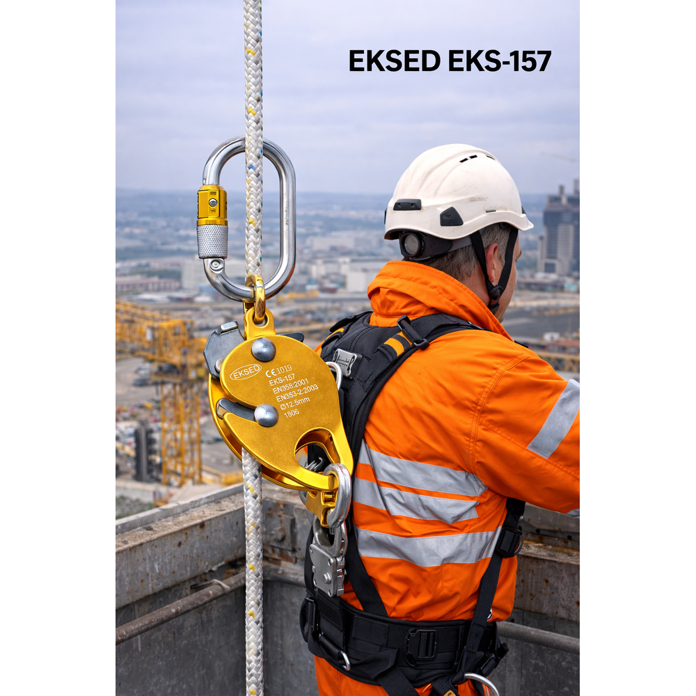 Eksed EKS-157 alüminyum halat tutucu Ø11-Ø12,5 mm 15 kN 100 kg EN 353-2