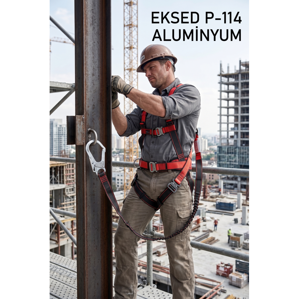 eksed p-114 aluminyum dusus durdurma kemeri parasut tipi tam vucut en 361 2002 ayarlanabilir kayis s xxl yuksekte calisma