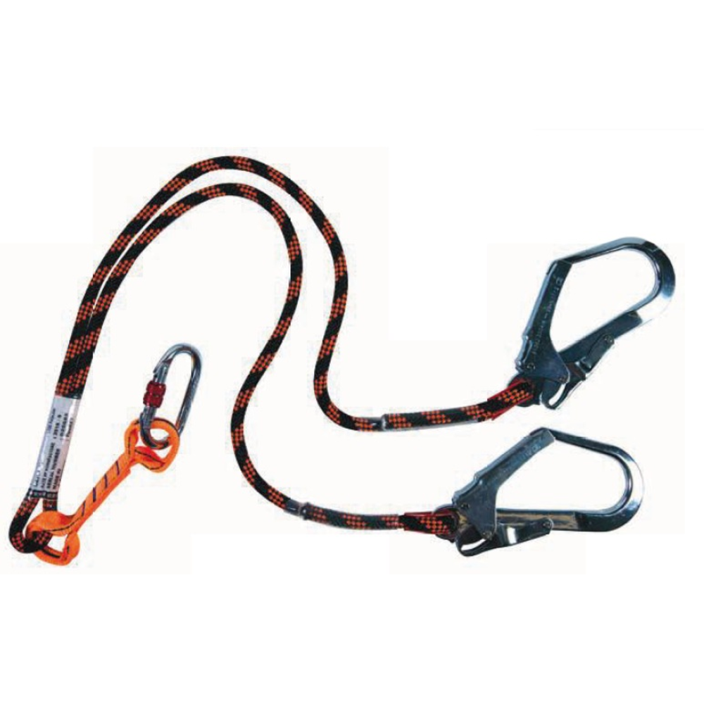 Eksed EKS-217-4 Çift Bacaklı Dikişli Halat Lanyard eksed eks-217-4 cift bacakli dikisli halat lanyard 12 mm 1 2 m 2 m 85 mm en 354 en 362