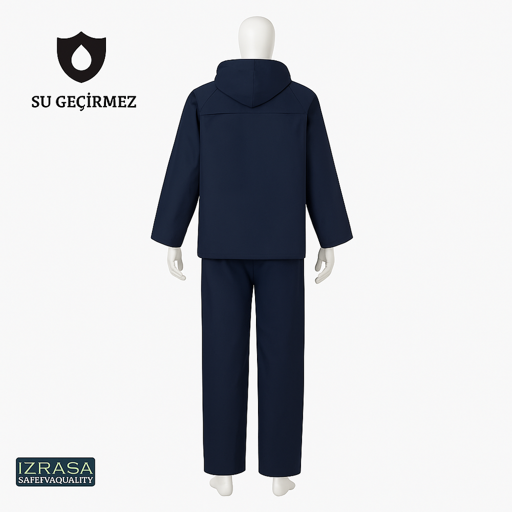 Izrasa NM-09 PVC 32 mm astarlı takım yağmurluk, su geçirmez ceket ve pantolon iş yağmurluk seti