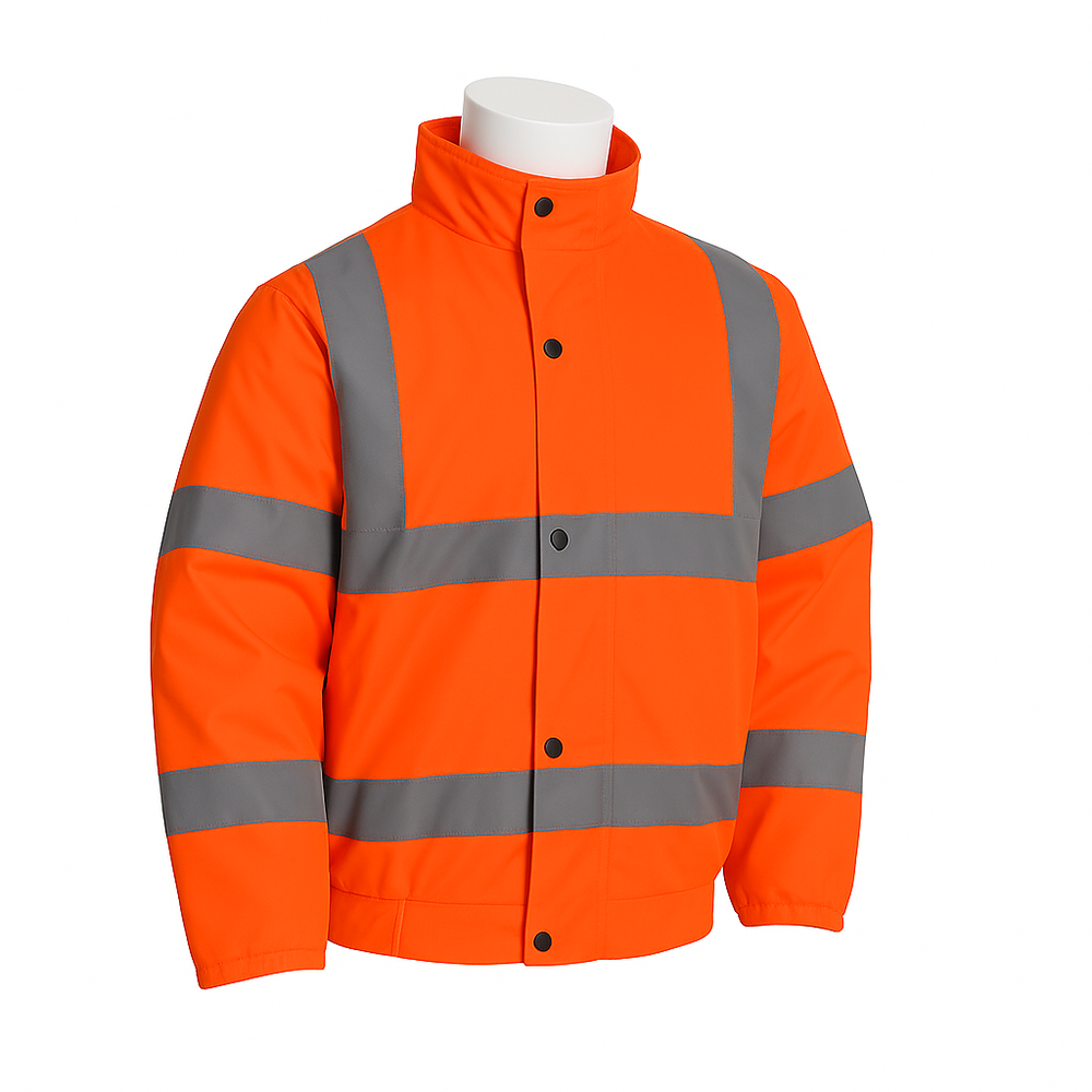 Vizwell VWJK04 reflektörlü 300D Oxford bomber iş montu, su geçirmez ve kapitoneli yüksek görünürlüklü iş montu