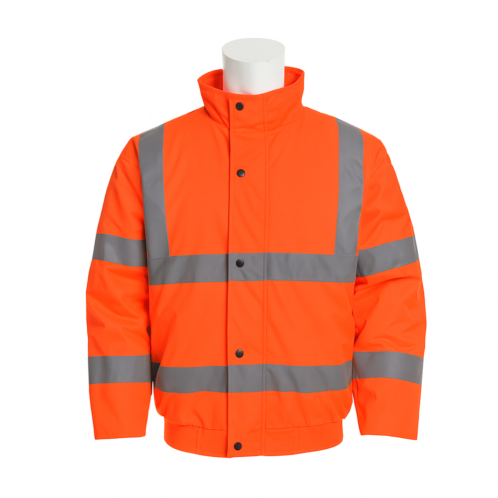 Vizwell VWJK04 reflektörlü 300D Oxford bomber iş montu, su geçirmez ve kapitoneli yüksek görünürlüklü iş montu
