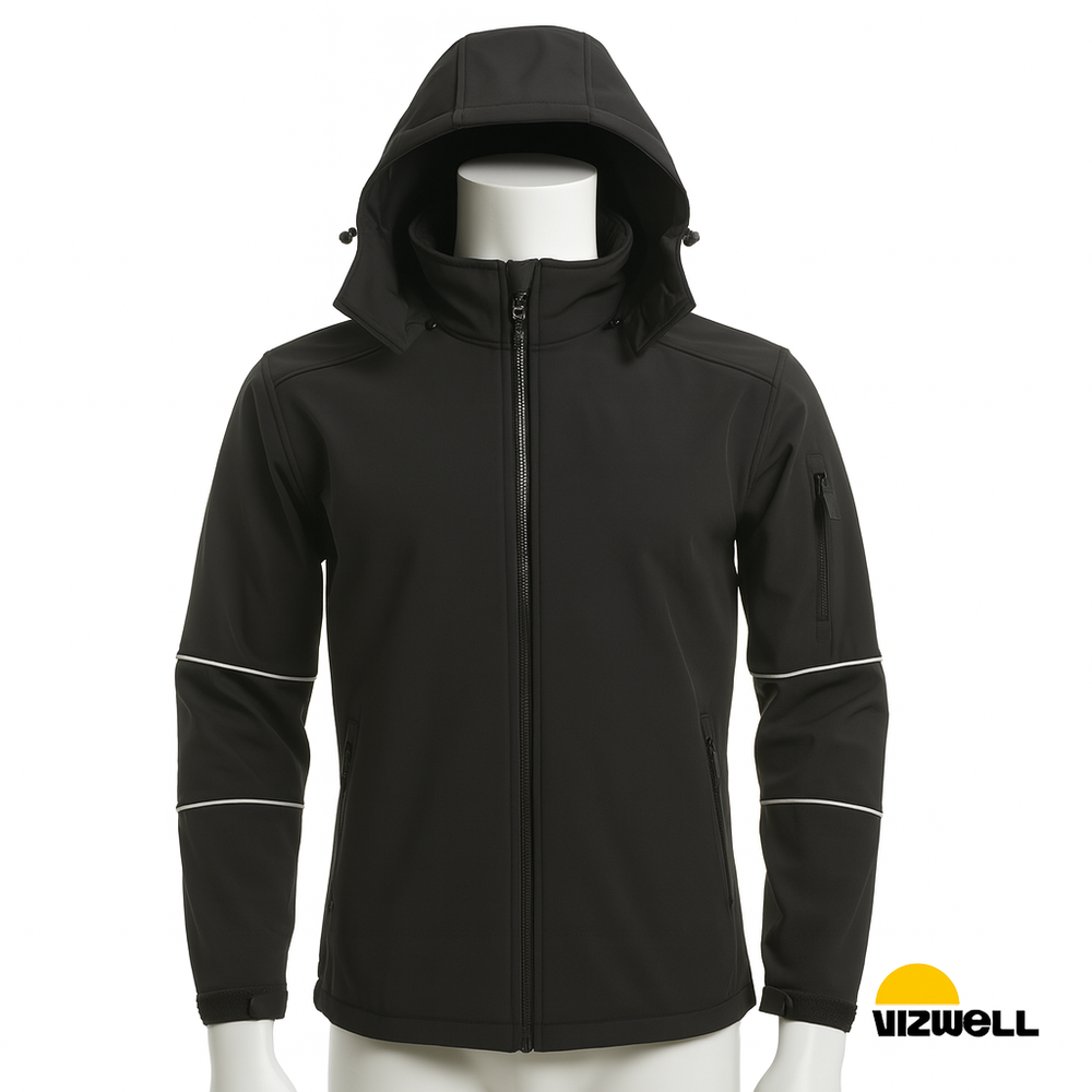 Vizwell VWJK112 Outdoor Dış Mekan Softshell Model Mont Vizwell VWJK112 outdoor dış mekan softshell model mont, 3 katmanlı su geçirmez ve nefes alabilir siyah softshell ceket