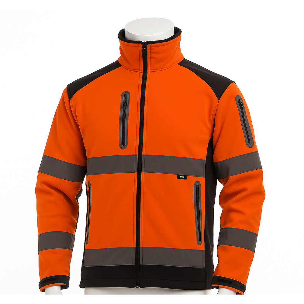 Vizwell VWJK177 yüksek görünürlüklü softshell iş montu, 3 katmanlı su geçirmez ve reflektörlü profesyonel iş montu