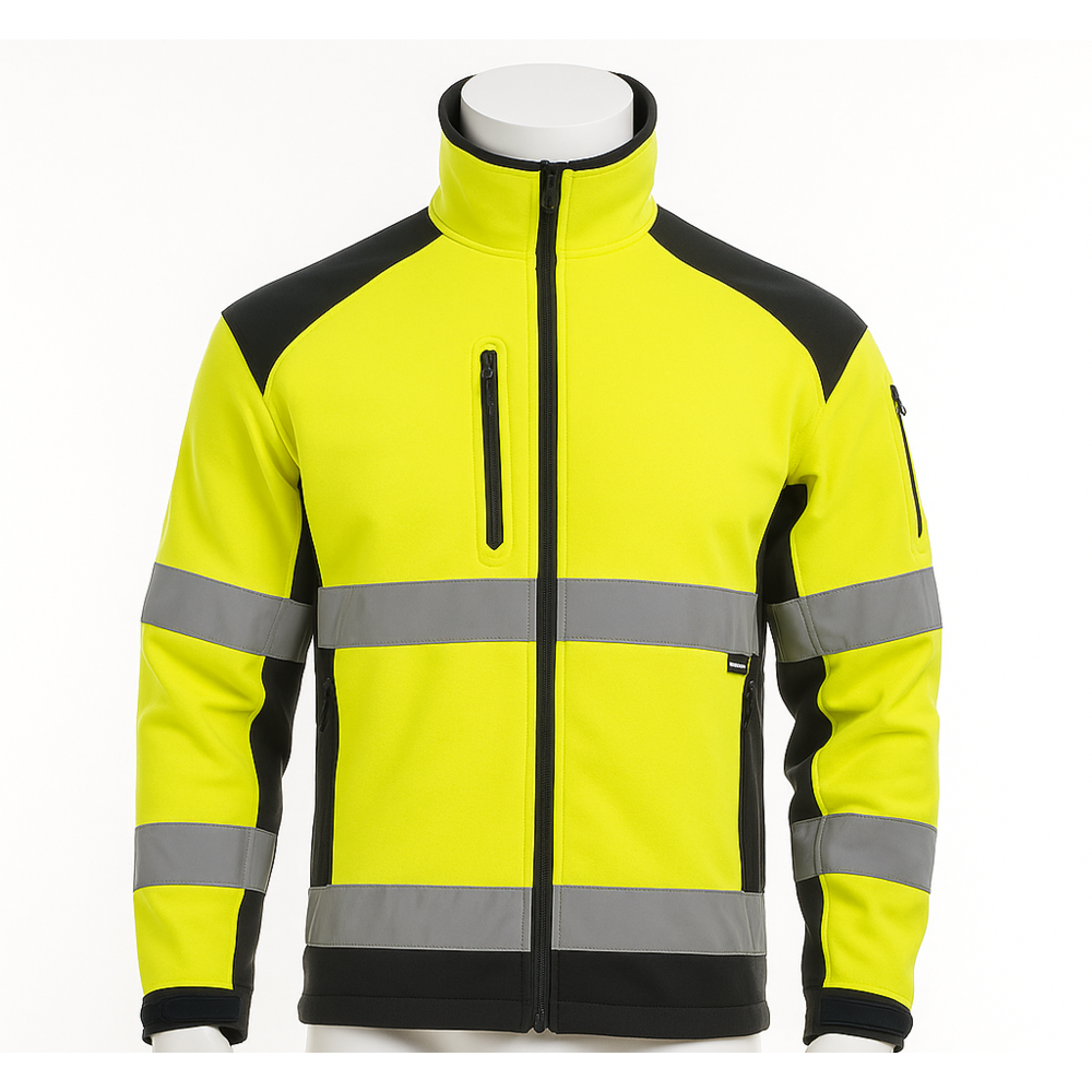 Vizwell VWJK177 yüksek görünürlüklü softshell iş montu, 3 katmanlı su geçirmez ve reflektörlü profesyonel iş montu