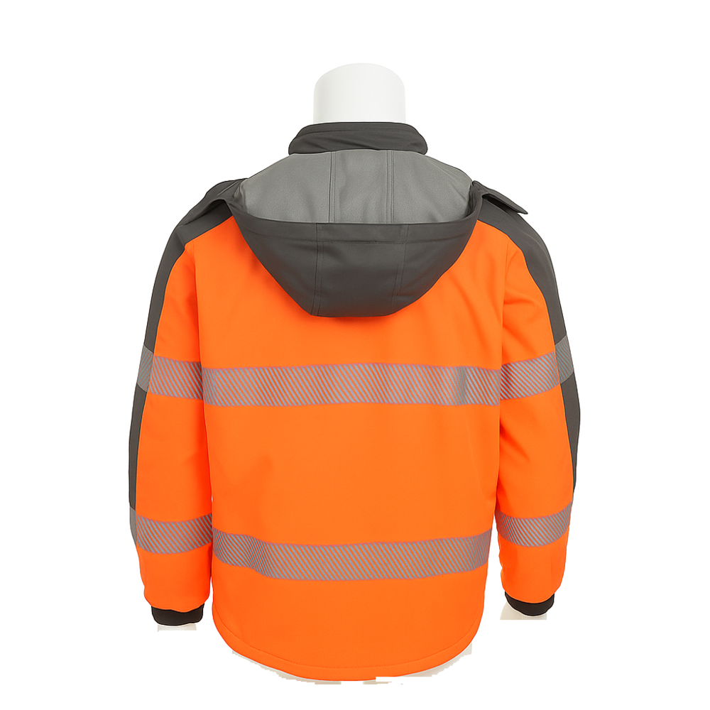 Vizwell VWJK267 yüksek görünümlü softshell tasarım mont, 3 katmanlı su geçirmez ve reflektörlü neon sarı iş montu