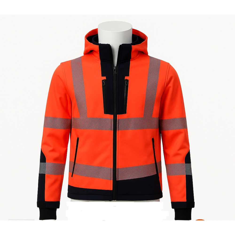 Vizwell VWJK521 yüksek görünümlü ripstop softshell mont, kolları çıkabilir hi-viz sarı reflektörlü iş montu