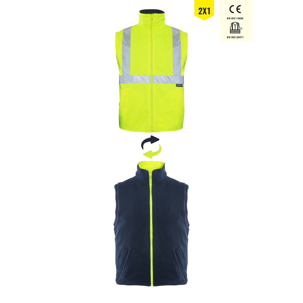 MYFORM Olympus Max-Breathane 4121-R hi-vis 2 in 1 iç yelek çıkarılabilir kollu çift taraflı polar reflektörlü
