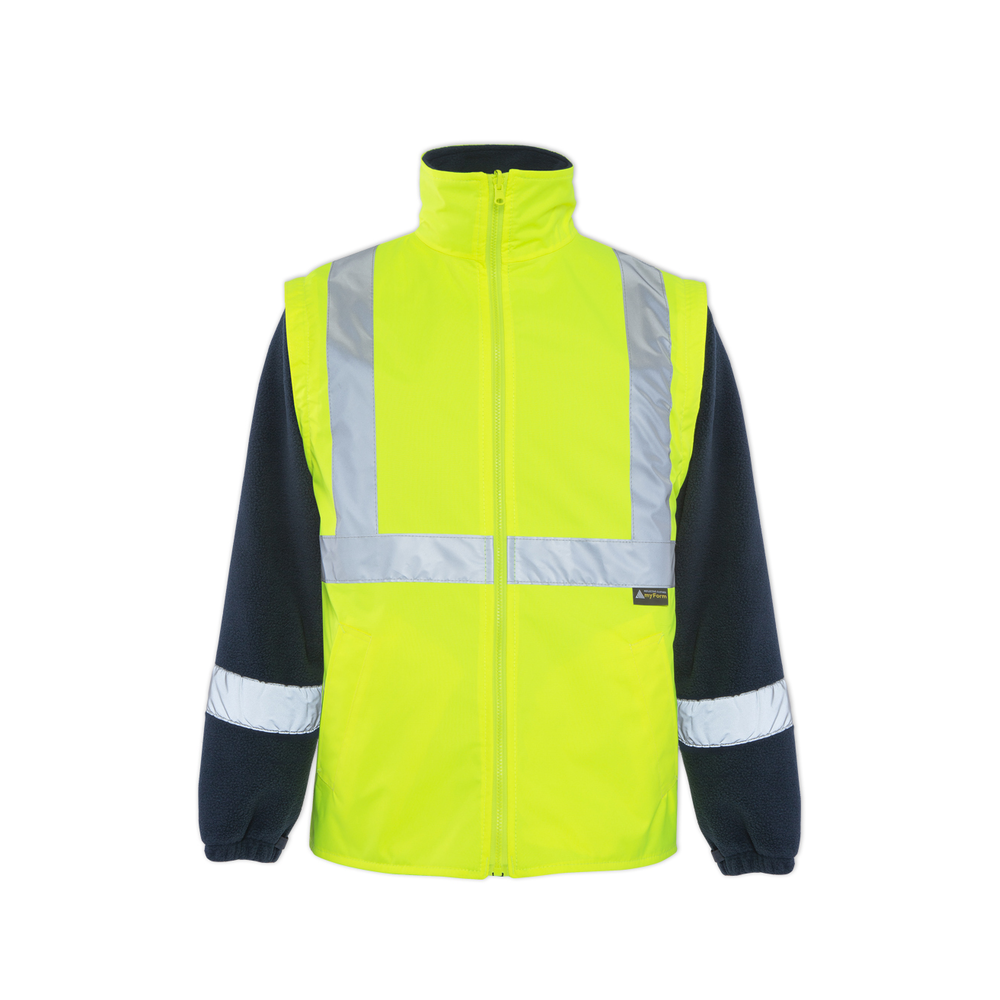 MYFORM Olympus Max-Breathane 4121-R hi-vis 2 in 1 iç yelek çıkarılabilir kollu çift taraflı polar reflektörlü